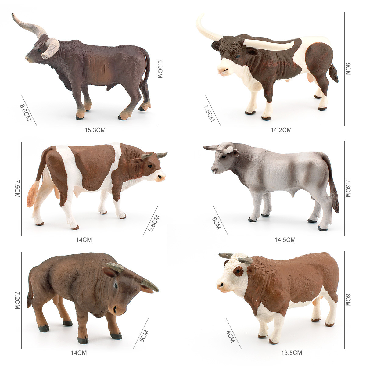 Farming Agriculture Stocks - スイスブラウン牛の模擬農場動物モデル、長角雄牛のオーナメント、国境を越えた農業テーマの装飾品