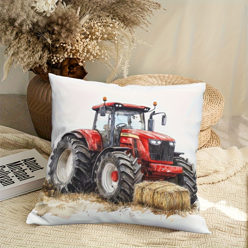 素朴なトラクター柄のファームライフ枕カバー、ファームハウス装 - Agriculture Farming Cartoon のレビューと価格