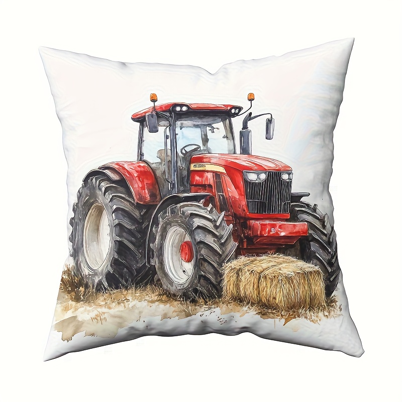 素朴なトラクター柄のファームライフ枕カバー、ファームハウス装 - Agriculture Farming Cartoon のレビューと価格