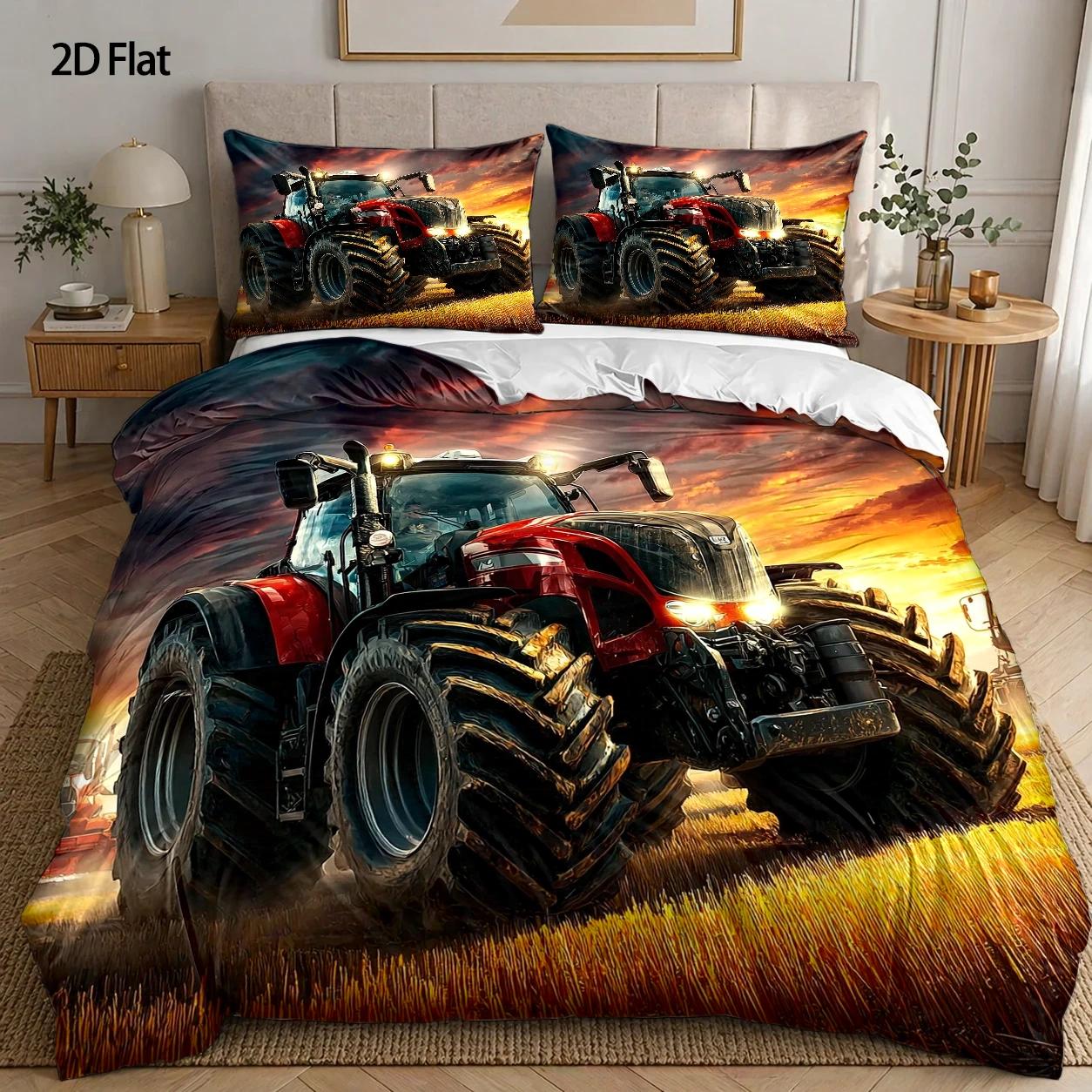 3ピースキルトカバーセット、キルトカバー1枚+枕カバー2枚（ - Agriculture Farming Cartoon のレビューと価格