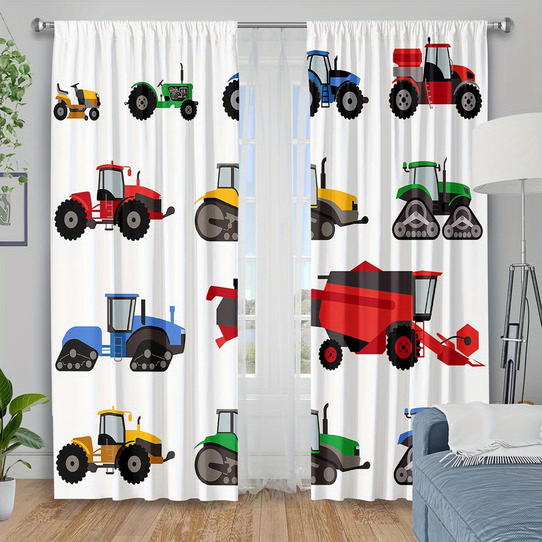 漫画トラクターカーテン カラフルな農機具プリントドレープ、農 - Agriculture Farming Cartoon のレビューと価格