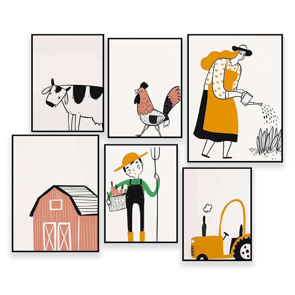 4時間農業ギャラリー壁,バッグ教育テーマ,バリアパーク,納屋 - Agriculture Farming Cartoon のレビューと価格